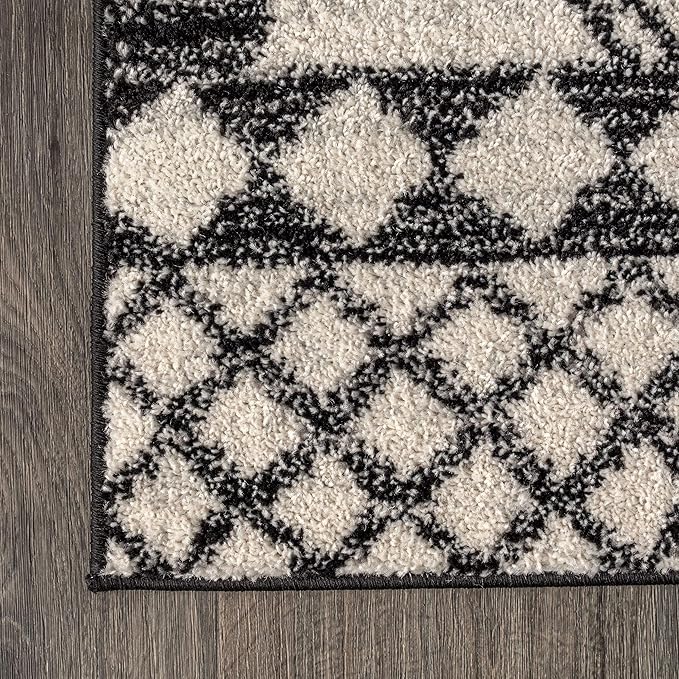 JONATHAN Y Amir Moroccan Beni Souk Cream/Black Indoor Area Rug, 3x5, Bohemian, Scandinavian, Easy-Cleaning for Living Room, Bedroom, Kitchen, Pet Friendly, Non-Shedding (MOH200A-3)