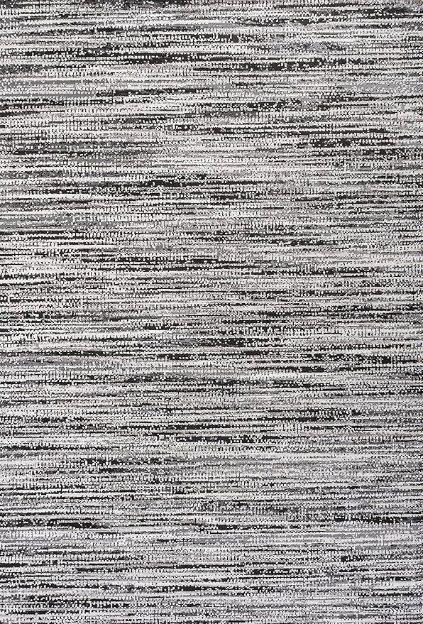 JONATHAN Y Loom Strie' Black/Gray Indoor Area Rug 5X8 ft, Modern for Living Room, Bedroom, Kitchen, Office, Easy-Cleaning, High Traffic, Pet-Friendly, Non-Shedding SOR200C-5