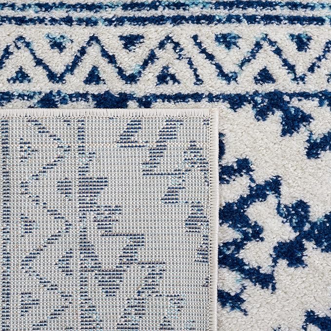 SAFAVIEH Area Rug 3x5 - Tulum Collection - Ivory & Navy, Moroccan Boho Tribal Design, Non-Shedding & Easy to Clean, Ideal for Entryway, Foyer, Accent Space, Bedroom (TUL272D)