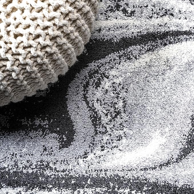 JONATHAN Y Viscon Abstract Marble Light Gray/Black Runner Rug 2x8, Modern,Contemporary,Geometric,Casual, Easy-Cleaning for Living Room,Bedroom,Kitchen,Pet Friendly,Non-Shedding (SEU207A-28)