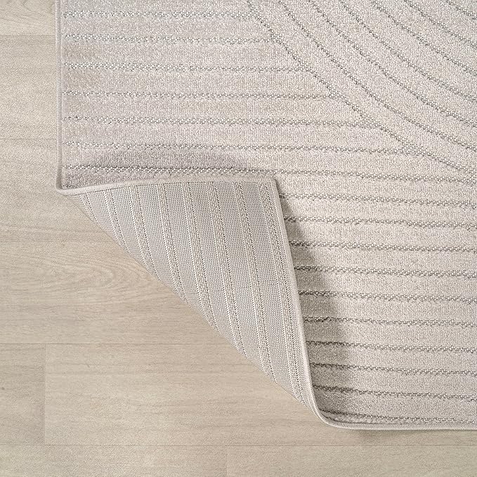 JONATHAN Y Hallie High-Low Curve Ivory/Cream 8' Round Indoor/Outdoor Area Rug, Minimalist, Pet Friendly, Non-Shedding, Stain Resistant, Hose-Washable for Backyard, Patio, Porch (SCN100B-8R)
