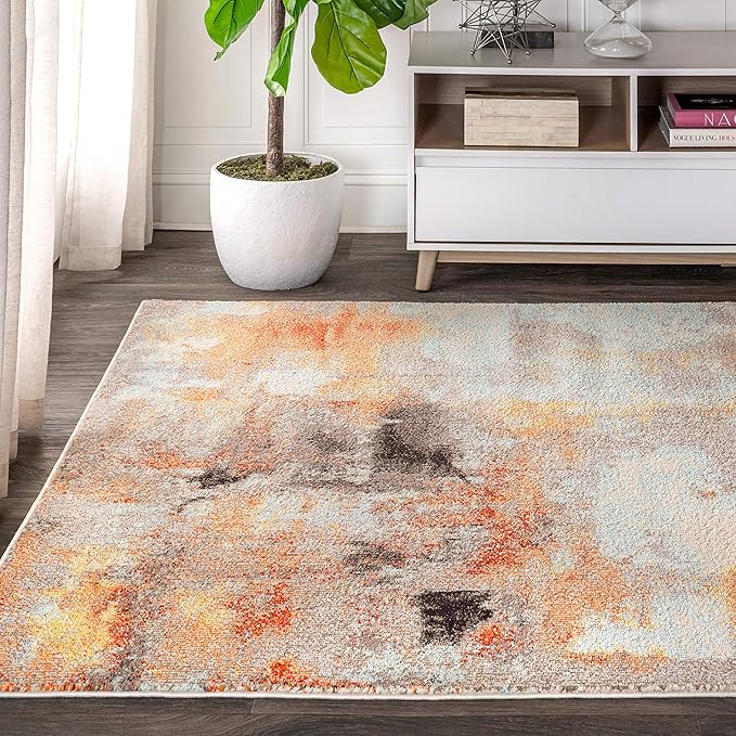 JONATHAN Y Modern Abstract Vintage Cream/Orange Indoor Area Rug, 8x10, Contemporary POP, Transitional, Easy-Cleaning for Living Room, Bedroom, Kitchen, Pet Friendly, Non-Shedding (CTP104B-8)
