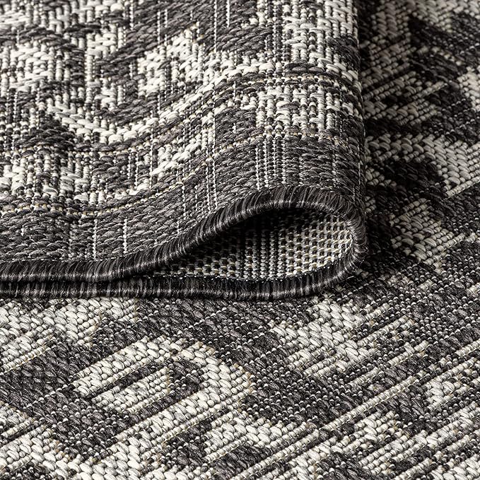 JONATHAN Y Boho Medallion Indoor Outdoor Area Rug 3X5 Black/Gray, Malta Textured Weave for Backyard, Patio, Porch, Easy-Cleaning, High Traffic, Pet-Friendly, Non-Shedding (SMB104C-3)