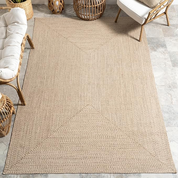 nuLOOM 2' x 8' Solid Hand Braided Indoor/Outdoor Area Rug, Pet-Friendly, High Traffic, Weather Resistant, for Patio, Balcony, Bedroom, Living, Dining Room, Wynn Tan