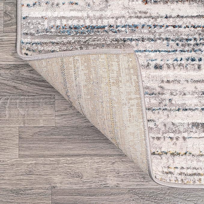 JONATHAN Y Loom Strie' Gray/Blue/Orange Indoor Area Rug 3X5 ft, Modern for Living Room, Bedroom, Kitchen, Office, Easy-Cleaning, High Traffic, Pet-Friendly, Non-Shedding SOR200E-3