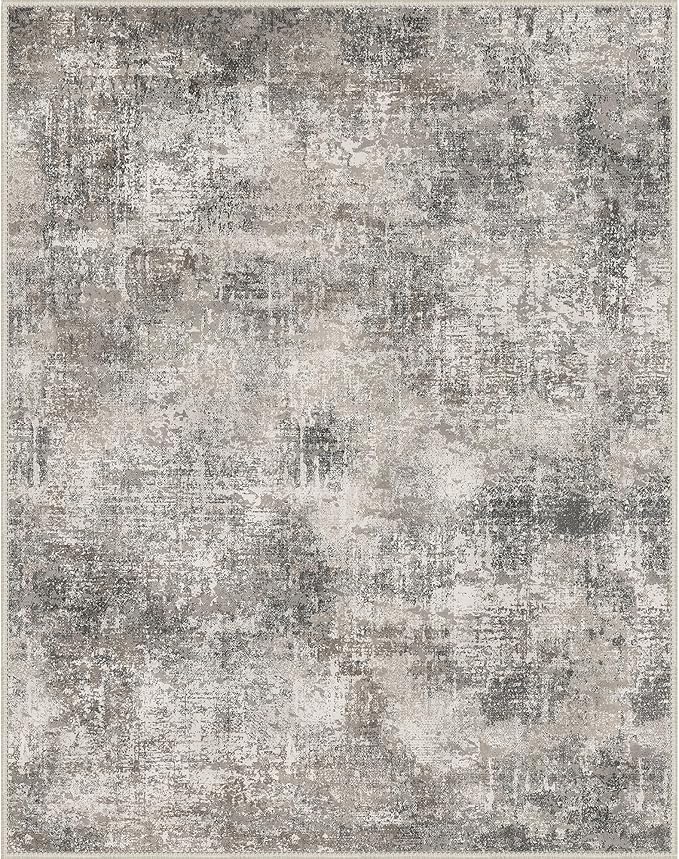 Area Rugs 8x10 for Living Room Bedroom, Modern Abstract Machine Washable Rug, Large Soft Low Pile Floor Carpet with Non Slip Backing for Dining Room, Grey