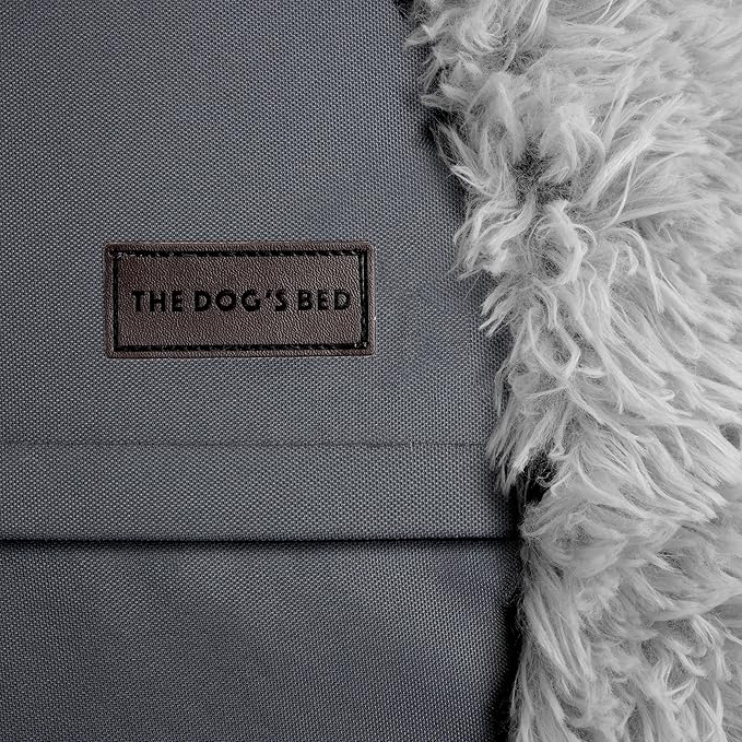 The Dog’s Bed Calming Plush Donut Dog Bed, Replaceable Zip Cover, Silver Grey Fur, Large