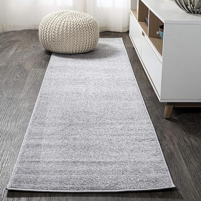 JONATHAN Y Haze Solid Low-Pile Light Gray Runner Rug 2x14, Coastal,Bohemian,Minimalist,Classic, Easy-Cleaning for Living Room,Bedroom,Kitchen,Pet Friendly,Non-Shedding (SEU100K-214)