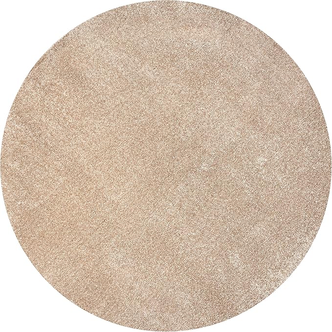 JONATHAN Y Haze Solid Low-Pile Beige 4' Round Indoor Area Rug, Coastal,Bohemian,Minimalist,Classic, Easy-Cleaning for Living Room,Bedroom,Kitchen,Pet Friendly,Non-Shedding (SEU100G-4R)