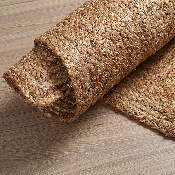 Hausattire Hand Woven Jute Braided Area Rug, 9?셹12????Natural, Reversible Boho Rugs for Kitchen, Living Room, Bedroom I Farmhouse Decorative Floor Rug, 108x144 Inches
