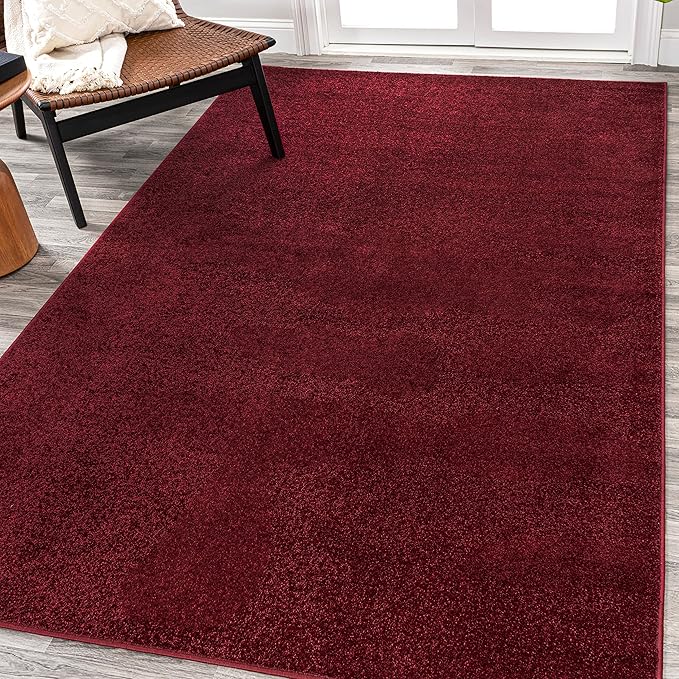 JONATHAN Y Haze Solid Low-Pile Dark Red Indoor Area Rug 3x5, Coastal,Bohemian,Minimalist,Classic, Easy-Cleaning for Living Room,Bedroom,Kitchen,Pet Friendly,Non-Shedding (SEU100Q-3)