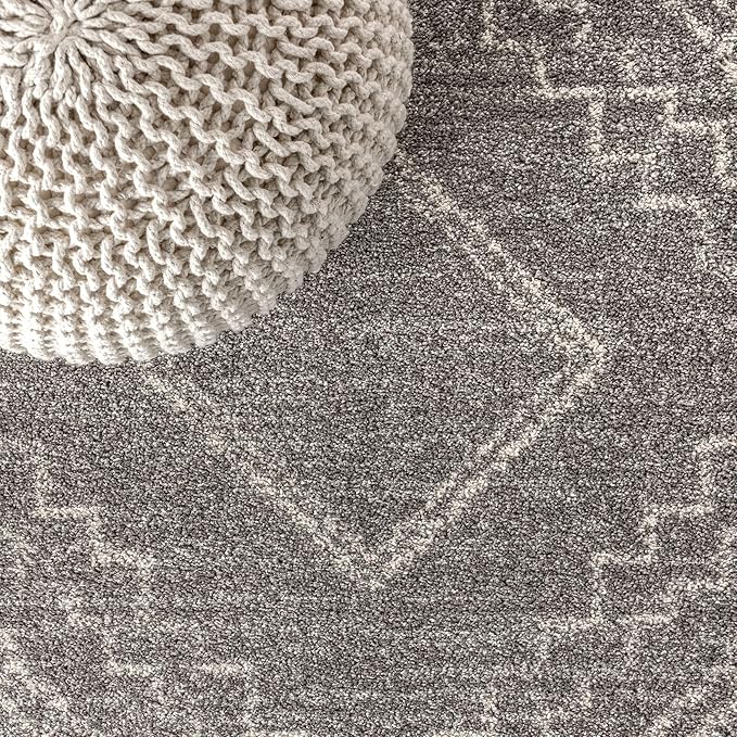 JONATHAN Y Amir Moroccan Beni Souk Gray/Cream 4' Round Indoor Area Rug, Bohemian, Scandinavian, Easy-Cleaning for Living Room, Bedroom, Kitchen, Pet Friendly, Non-Shedding (MOH200C-4R)