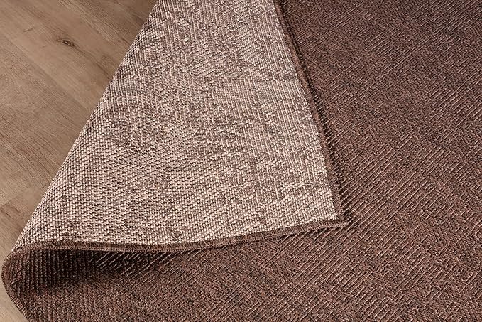 CAMILSON Easy Jute Rug 4x6, Indoor Outdoor Brown Color Fiber Area Rugs for Living Room Patio and Kitchen Rug, Solid Boho Woven Design, Easy-Cleaning, Washable Outside Carpet Alfombras (4 x 6)