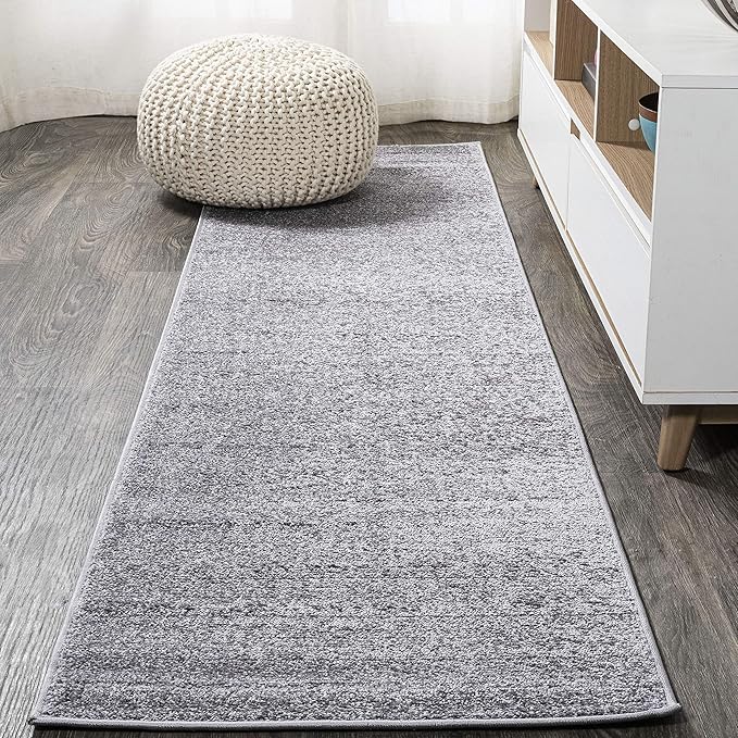 JONATHAN Y Haze Solid Low-Pile Gray Runner Rug 2x16, Coastal,Bohemian,Minimalist,Classic, Easy-Cleaning for Living Room,Bedroom,Kitchen,Pet Friendly,Non-Shedding (SEU100A-216)