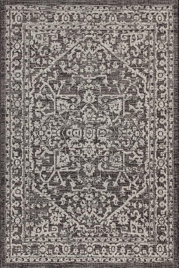 JONATHAN Y Boho Medallion Indoor Outdoor Area Rug 3X5 Black/Gray, Malta Textured Weave for Backyard, Patio, Porch, Easy-Cleaning, High Traffic, Pet-Friendly, Non-Shedding (SMB104C-3)