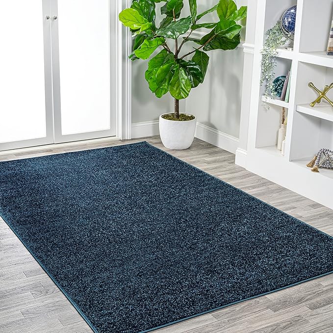 JONATHAN Y Haze Solid Low-Pile Navy Indoor Area Rug 8x10, Coastal,Bohemian,Minimalist,Classic, Easy-Cleaning for Living Room,Bedroom,Kitchen,Pet Friendly,Non-Shedding (SEU100C-8)