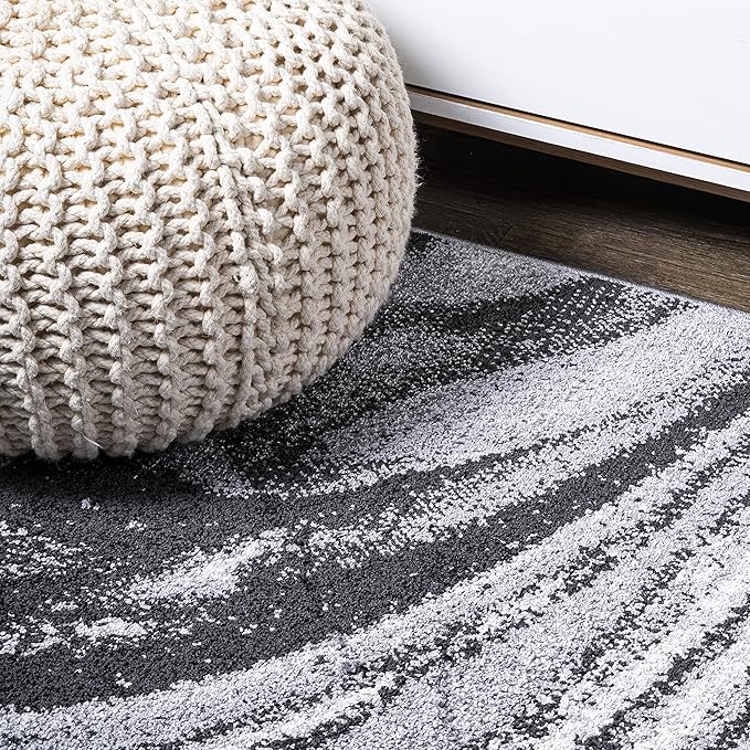 JONATHAN Y Viscon Abstract Marble Light Gray/Black Runner Rug 2x8, Modern,Contemporary,Geometric,Casual, Easy-Cleaning for Living Room,Bedroom,Kitchen,Pet Friendly,Non-Shedding (SEU207A-28)
