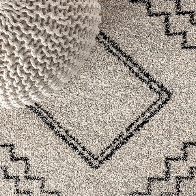 JONATHAN Y Amir Moroccan Beni Souk Cream/Black Runner Rug, 2x20, Bohemian, Scandinavian, Easy-Cleaning for Living Room, Bedroom, Kitchen, Pet Friendly, Non-Shedding (MOH200A-220)