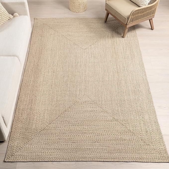 nuLOOM 2' x 12' Solid Hand Braided Indoor/Outdoor Area Rug, Pet-Friendly, High Traffic, Weather Resistant, for Patio, Balcony, Bedroom, Living, Dining Room, Wynn Tan