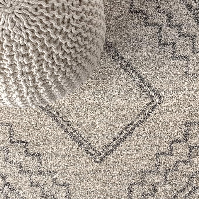 JONATHAN Y Amir Moroccan Beni Souk Cream/Gray Indoor Area Rug, 5x8, Bohemian, Scandinavian, Easy-Cleaning for Living Room, Bedroom, Kitchen, Pet Friendly, Non-Shedding (MOH200B-5)