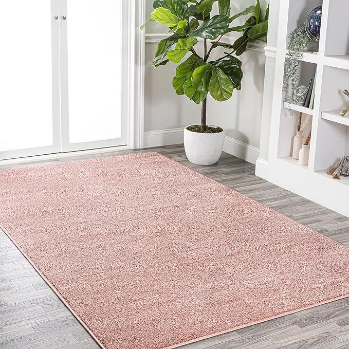 JONATHAN Y Haze Solid Low-Pile Pink Indoor Area Rug 3x5, Coastal,Bohemian,Minimalist,Classic, Easy-Cleaning for Living Room,Bedroom,Kitchen,Pet Friendly,Non-Shedding (SEU100P-3)
