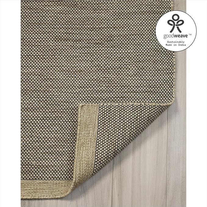 Fab Habitat Machine Washable Area Rug - Hand Woven, Stain Resistant, Pet Friendly - Premium Recycled Polyester Yarn - Solid - Kitchen, Hallway - Kingscote - Black & Beige - 2.5 x 8 ft Runner