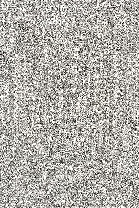 nuLOOM 3' x 5' Solid Hand Braided Indoor/Outdoor Area Rug, Pet-Friendly, High Traffic, Weather Resistant, for Patio, Balcony, Bedroom, Living Room, Dining Room, Wynn Salt And Pepper