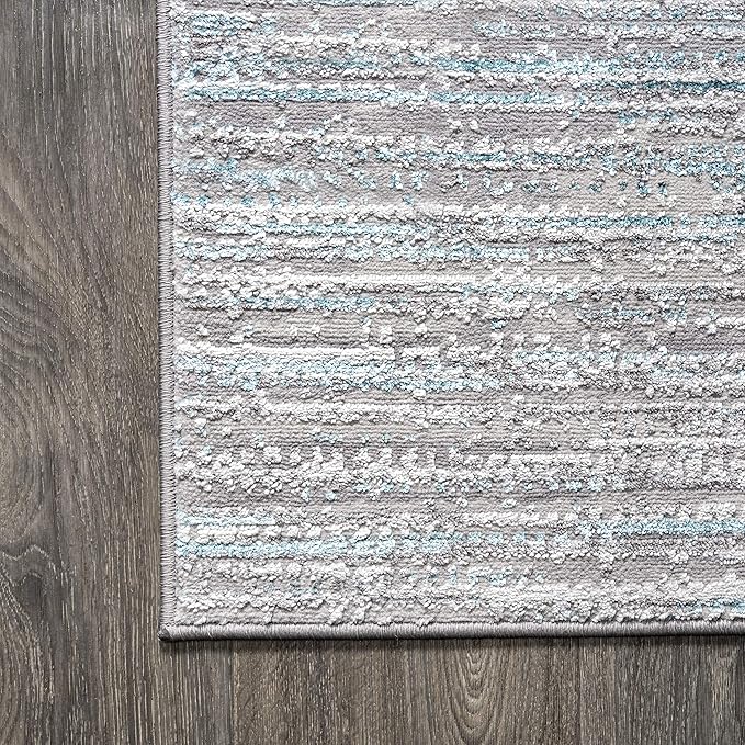 JONATHAN Y Loom Strie' Gray/Turquoise Indoor Area Rug 3X5 ft, Modern for Living Room, Bedroom, Kitchen, Office, Easy-Cleaning, High Traffic, Pet-Friendly, Non-Shedding SOR200B-3