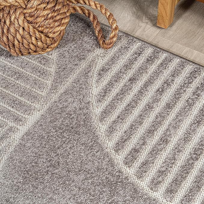 JONATHAN Y Nordby High-Low Arch Striped Gray/Cream Indoor/Outdoor Area Rug, 3x5, Contemporary, Bohemian, Transitional for Bedroom,Kitchen,Living Room,Non Shedding (SCN104C-3)