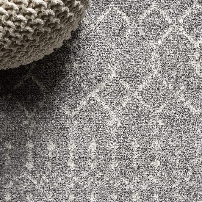 JONATHAN Y Boho Vintage Diamond Gray/Ivory Square Area Rug 7X7 ft, Moroccan Hype for Living Room, Bedroom, Kitchen, Office, Easy-Cleaning, High Traffic, Pet-Friendly, Non-Shedding (MOH101C-7SQ)