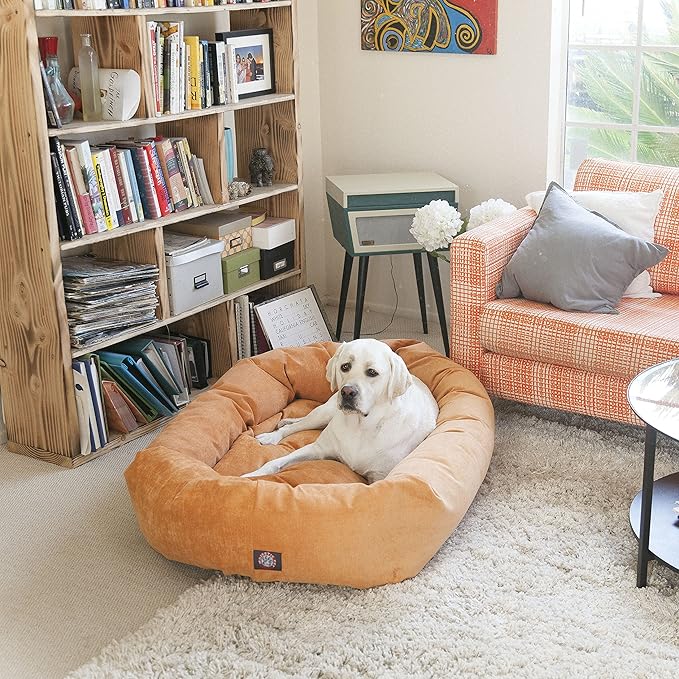 Majestic Pet 52 Inch Orthopedic Machine Washable Dog Bed for Large Sized Dogs, Waterproof Durable Donut Cushion with Spine Support, Calming Pet Bed Furniture Grade Crate Pad Mat