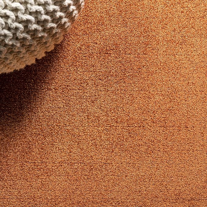 JONATHAN Y Haze Solid Low-Pile Orange 5x5 Square Indoor Area Rug, Coastal,Bohemian,Minimalist,Classic, Easy-Cleaning for Living Room,Bedroom,Kitchen,Pet Friendly,Non-Shedding (SEU100M-5SQ)