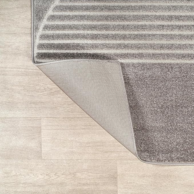 JONATHAN Y Nordby High-Low Arch Striped Gray/Cream Indoor/Outdoor Runner Rug, 2x8, Contemporary,Bohemian,Transitional for Bedroom,Kitchen,Living Room,Non Shedding (SCN104C-28)